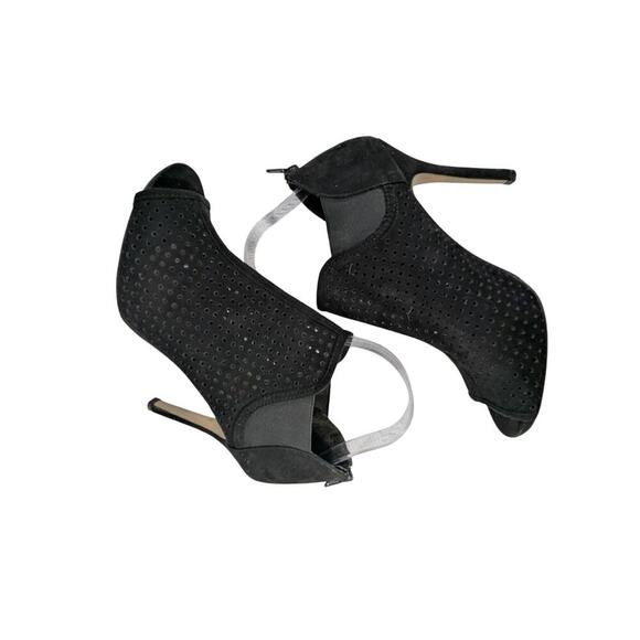 MADDEN GIRL! BLACK VEGAN SUEDE LEATHER PERFORATED DETAIL STILETTO HEELS! SZ 7.5M - Picture 6 of 10